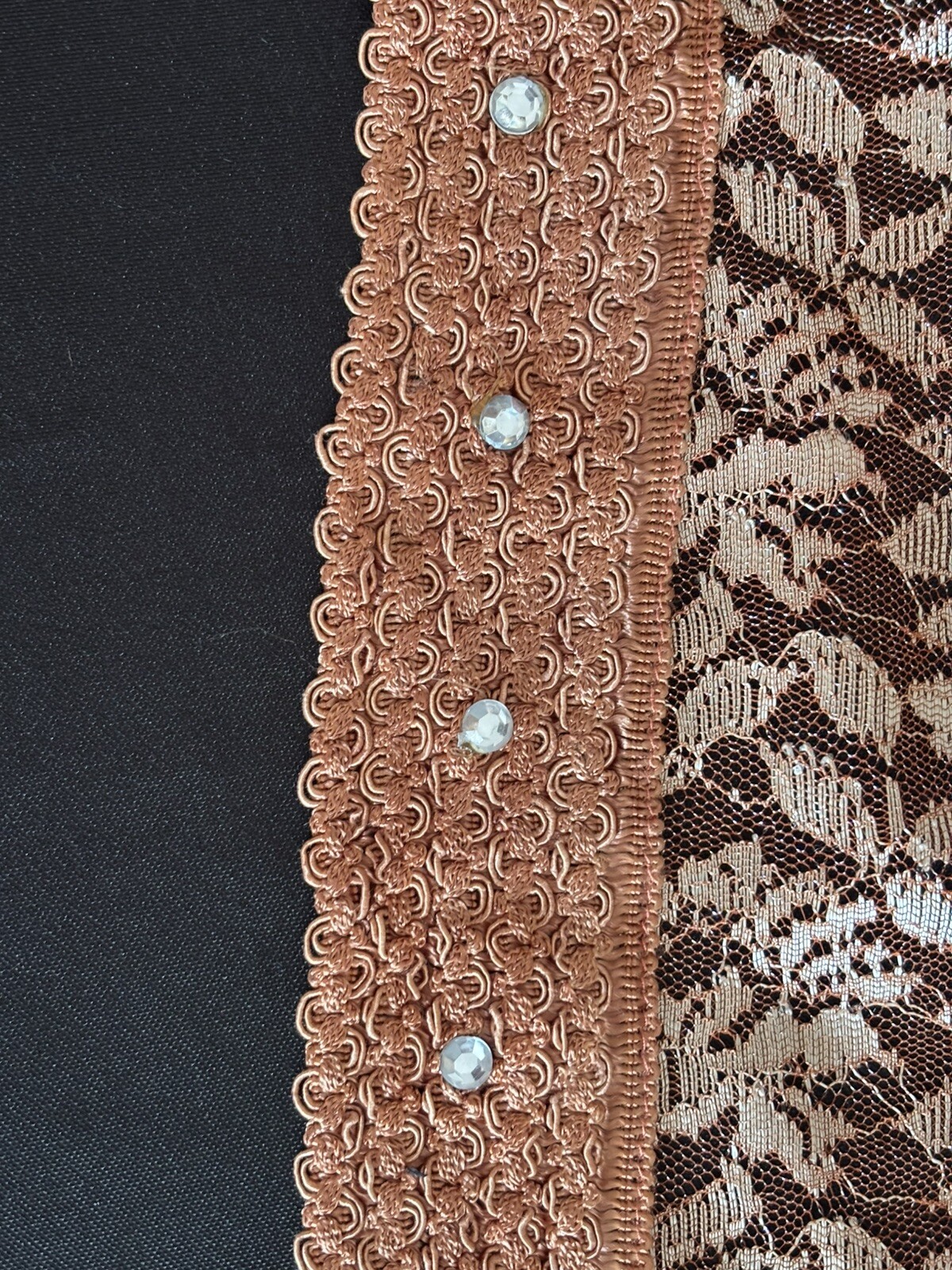Peach Colored Lace ? Shawl 36 X 78 Inches With 2 Inch Lace Edging With Stones