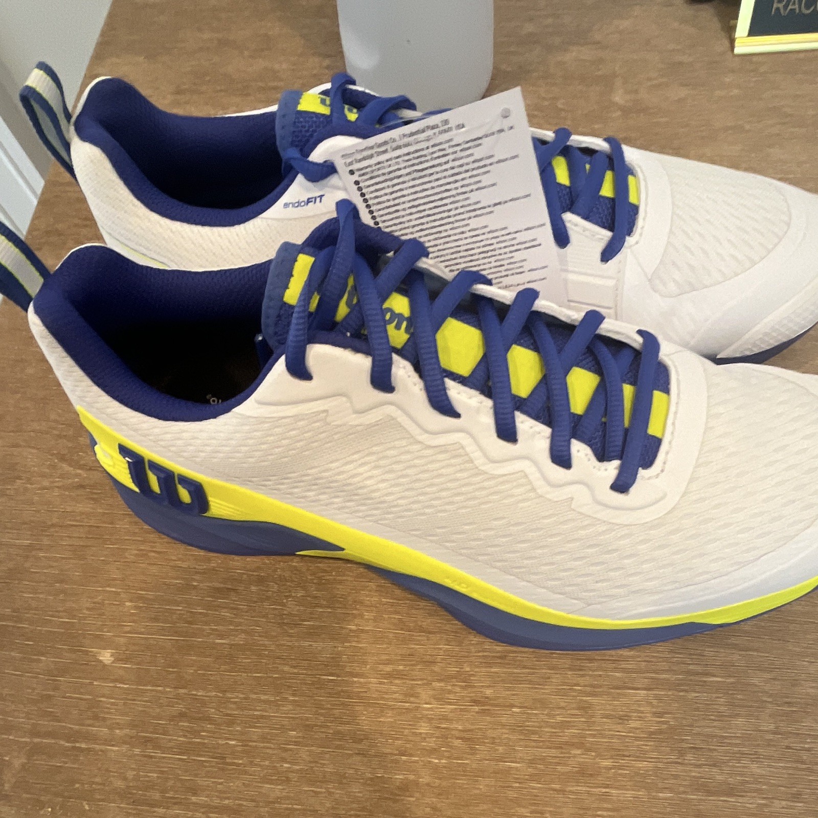 Wilson Rush Pro 4.5 Men’s Tennis Sneakers Low Top Lace-Up White Blue Yellow