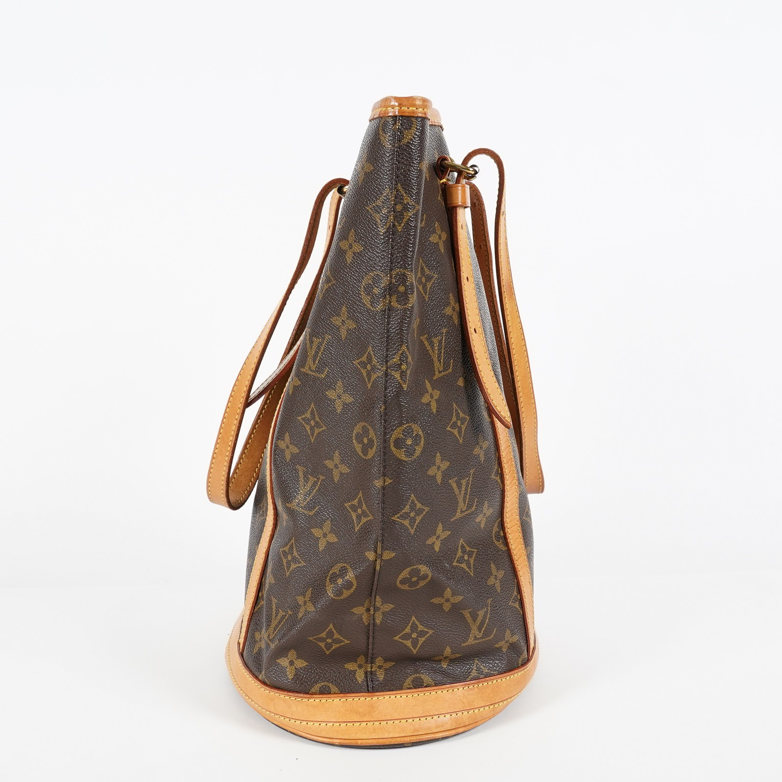 Louis Vuitton Monogram Bucket GM M42236 Tote Bag Brown w/Pouch Used 07E072420019