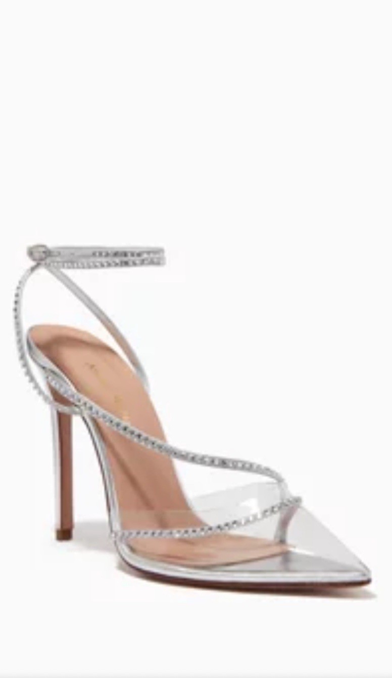 ANDREA WAZEN Silver Metallic Crystal DASSY SUNSET PVC Ankle WrapHeel EU39/8-8.5M