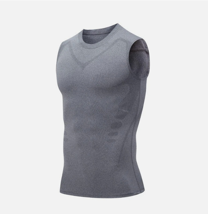 Men Compression Shirt Version Ionic Shaping Sleeveless Vest Sport Tank Top S-2XL