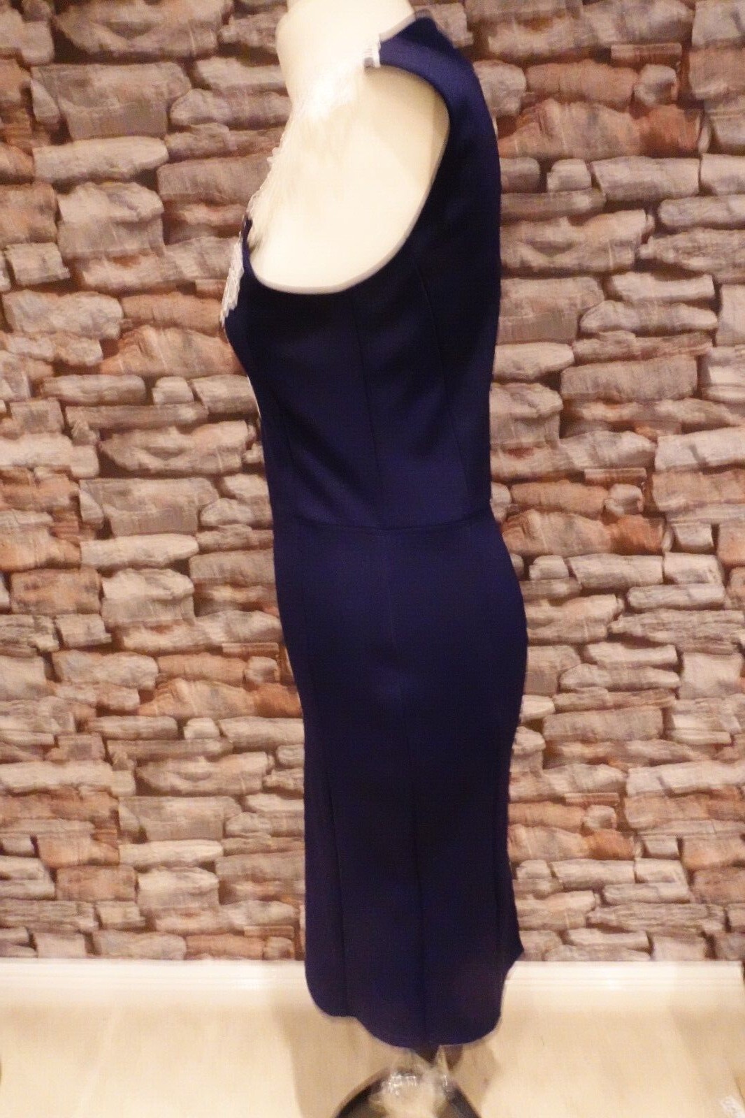  Quiz Stunning Ladies Lace Top Navy Party Dress Size 14 Immaculate Condition