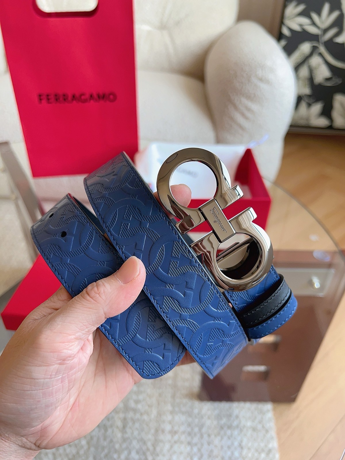 Salvatore Ferragamo Gancini Men’s Reversible Leather Belt