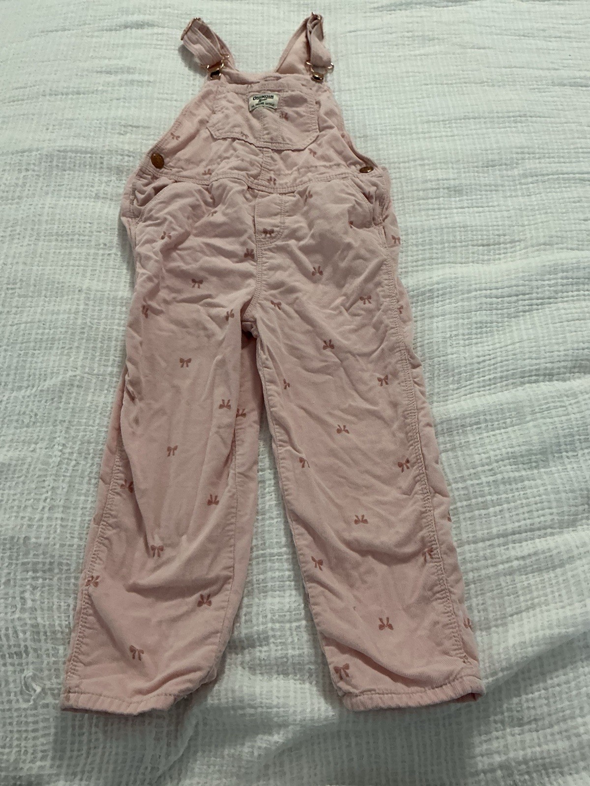 Oshkosh B’gosh Toddler Girl Bow Print Corduroy Overalls – Pink 5T