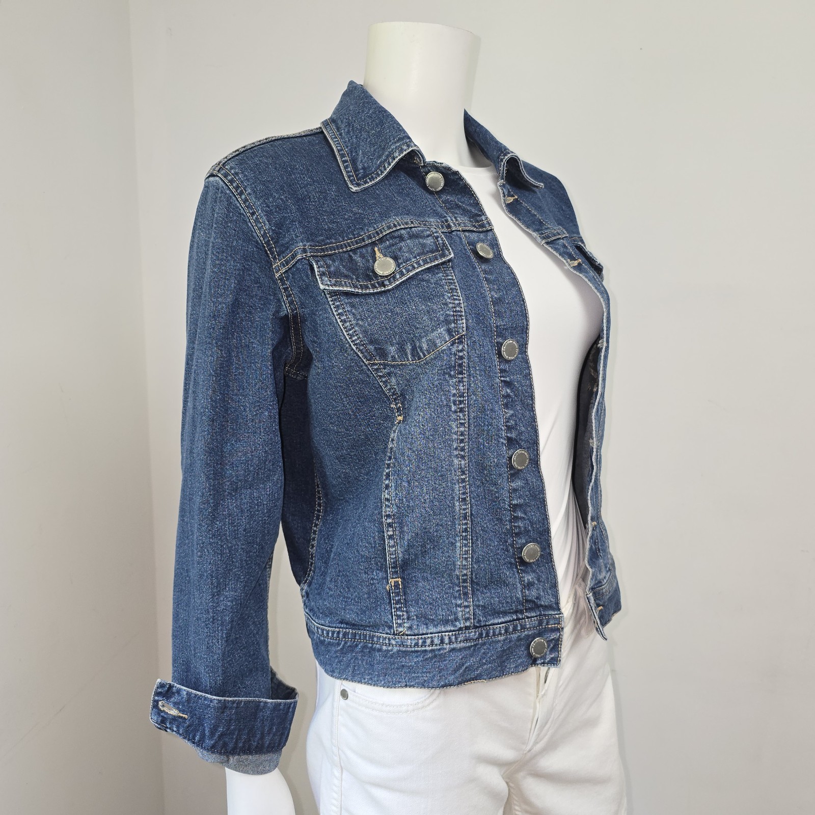 Calvin Klein Jeans Jacket Womens Size M Blue Denim Jean Trucker VTG Hong Kong