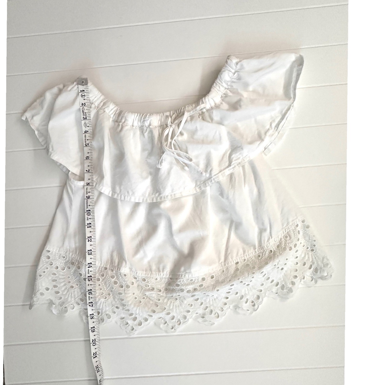 Made well Eyelet Lace Ruffle Crop Top Scalloped Boho grandmillineal French girl