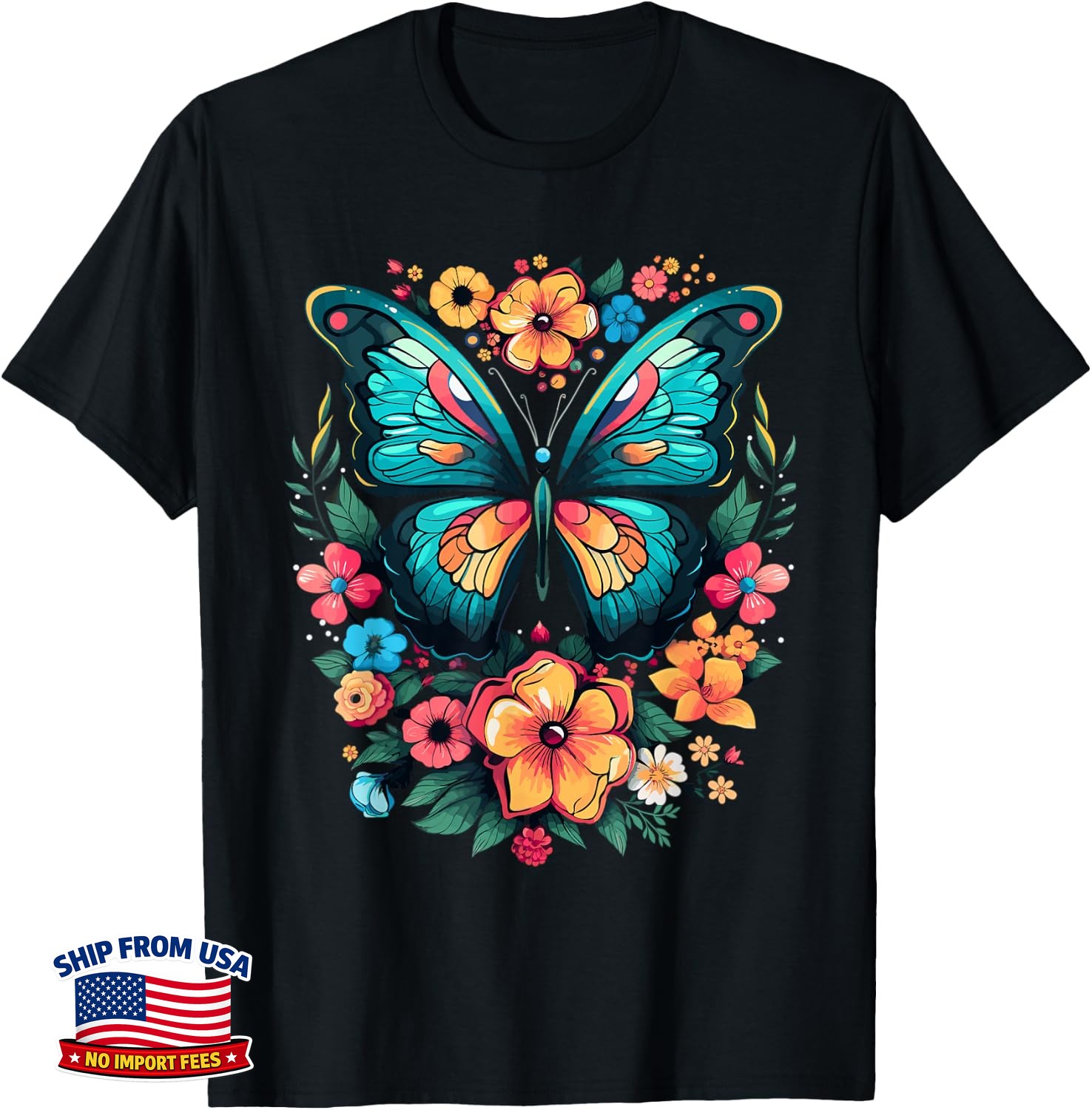 Butterfly With Flowers I Aesthetic Butterfly Unisex T-Shirt
