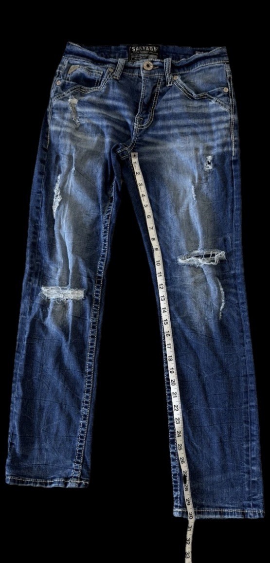 Salvage Supply Mayhem Straight Stretch Buckle Jeans ~ Men’s Size 30 x 32/30