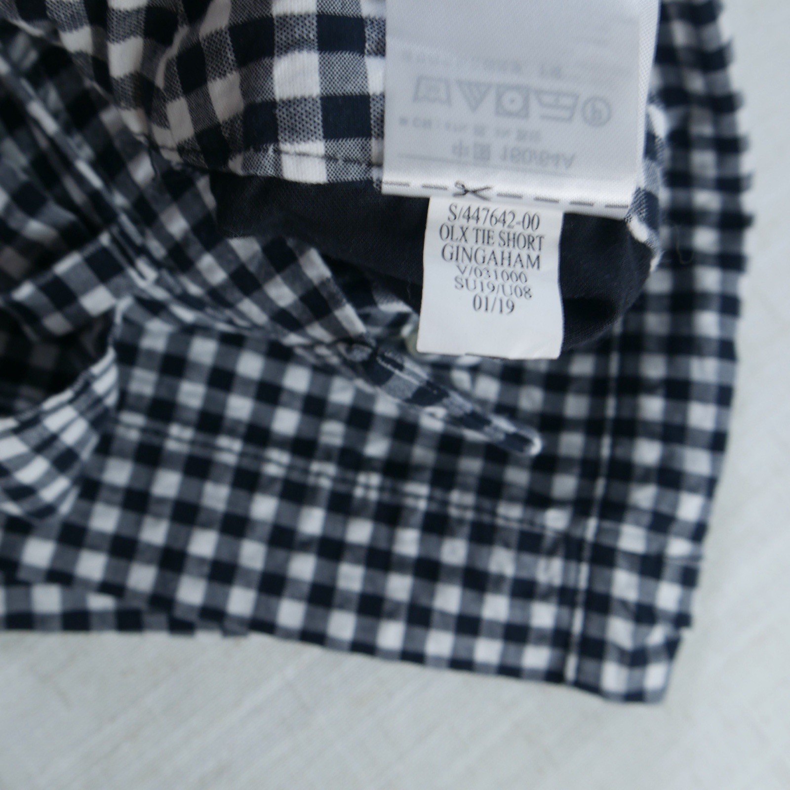 Preppy Old Navy Womens Sz 2 Tie Front Gingham Black White Mid Rise Chino Short