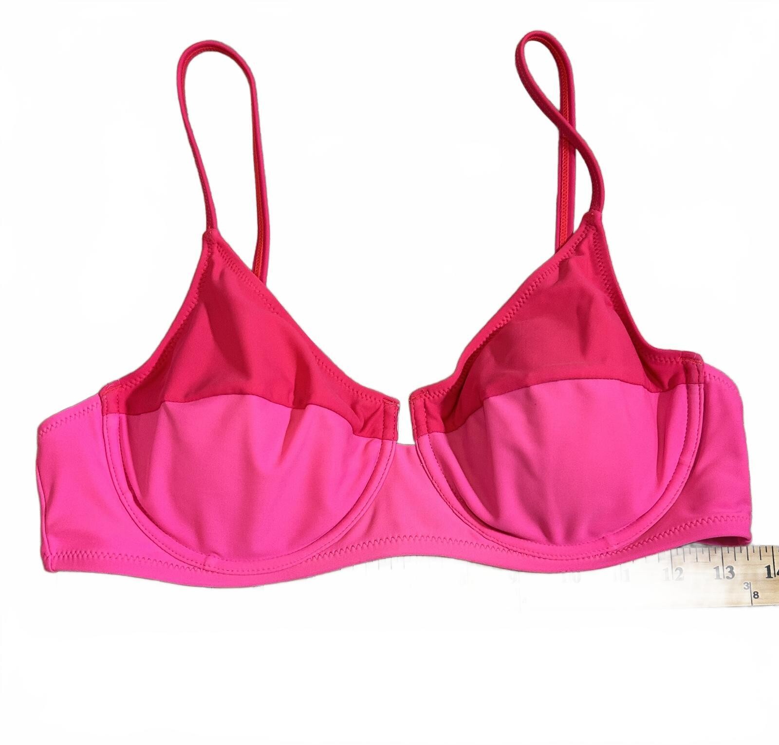 POPVIL Pink Red Colorblock Mix&Match Bikini Top Adjustable Straps