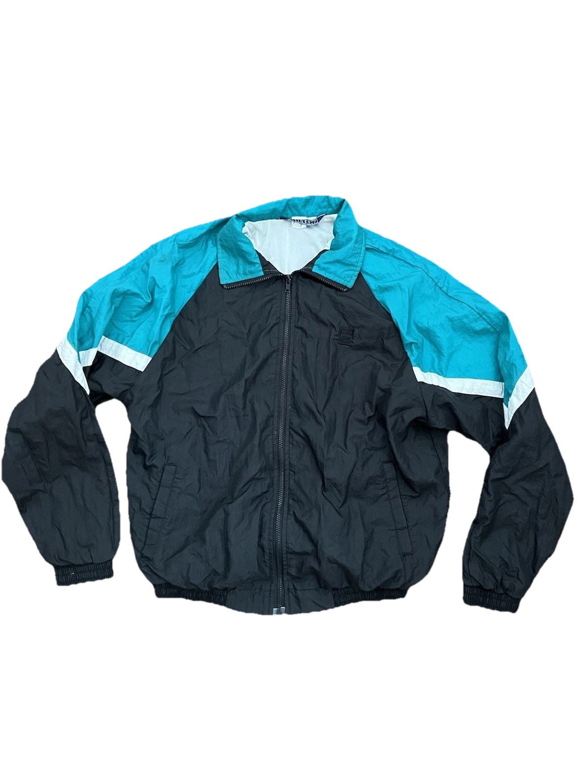 VTG 80s 90s Colorblock Two Tone Hilton Athletic Windbreaker Black Full Zip M