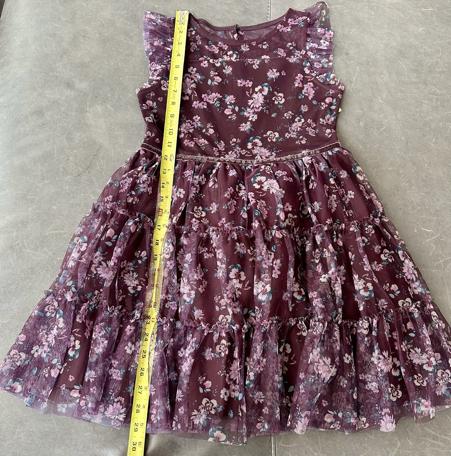 EUC Zenzi Floral Lined Tiered Dress Purple Wedding Flower Girl Large 10/12