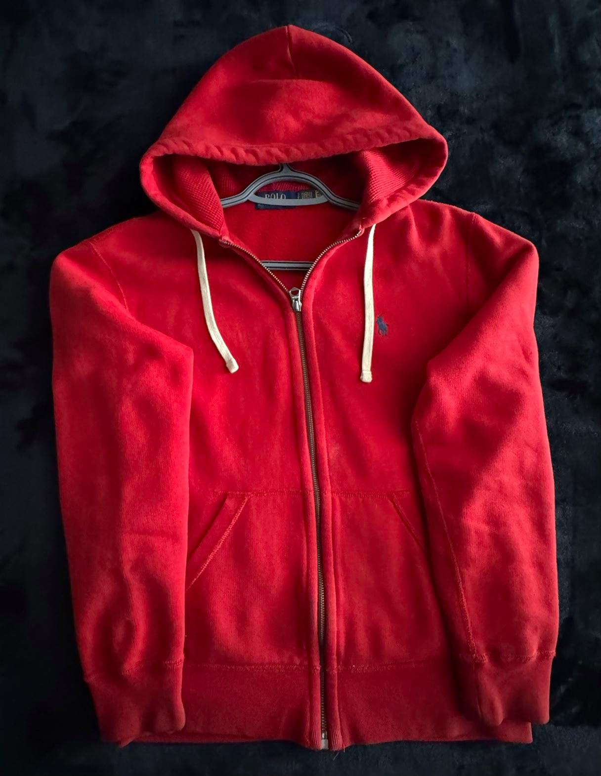 Polo Ralph Lauren Red Full Zip Hooded Fleece Hoodie w/ Pockets Size S