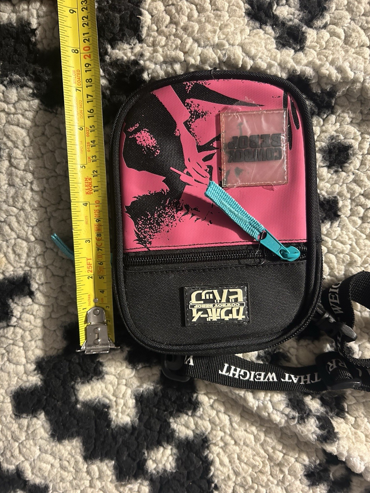 Cowboy Bebop Mini Crossbody Bag Anime Shoulder Pouch Pink Black Adjustable Strap