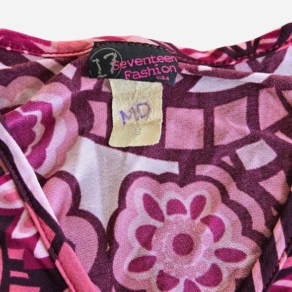 VTG 90s y2k pink babydoll top / boho floral girly teen cute retro groovy funky