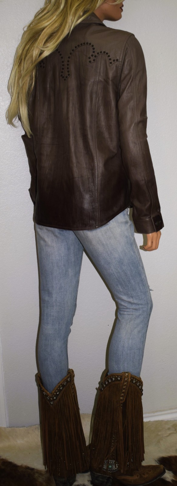 DOUBLE D RANCH Daughtry Leather Shirt Jacket Large