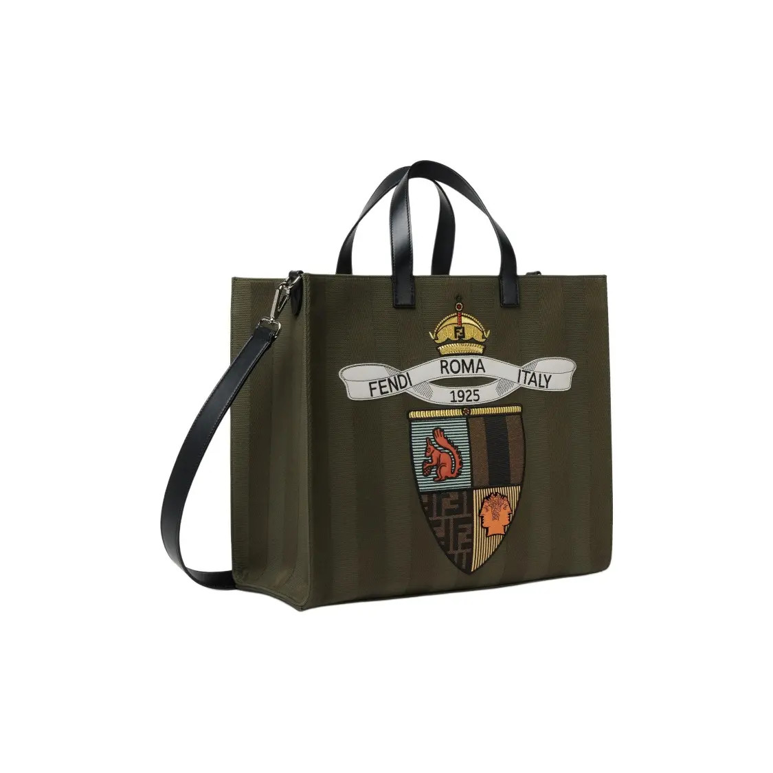 FENDI Pequin Pattern Tote Bag Shoulder Crossbody Tote Bag Men’s 16.1×7.4×13.7 in
