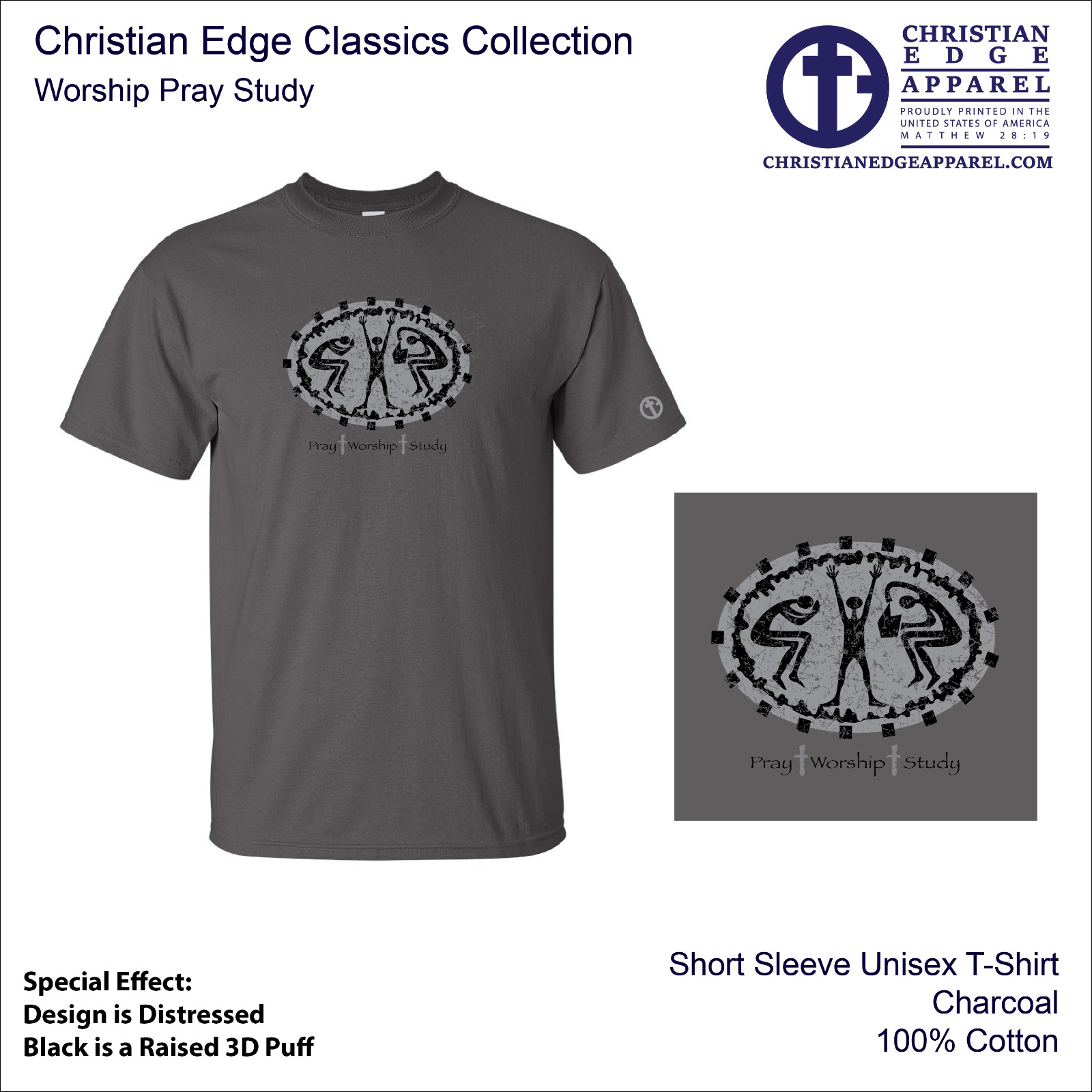 CEA Jesus Christ T-shirt, Pray Study, Christian Edge Apparel Know Him NOTW Love