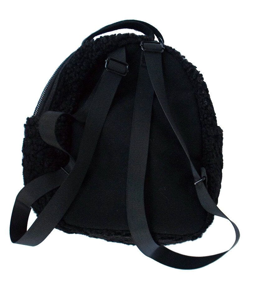 Art Class Mini Backpack Black Fleece & Fabric Floral Pocket Girls School Bag NEW