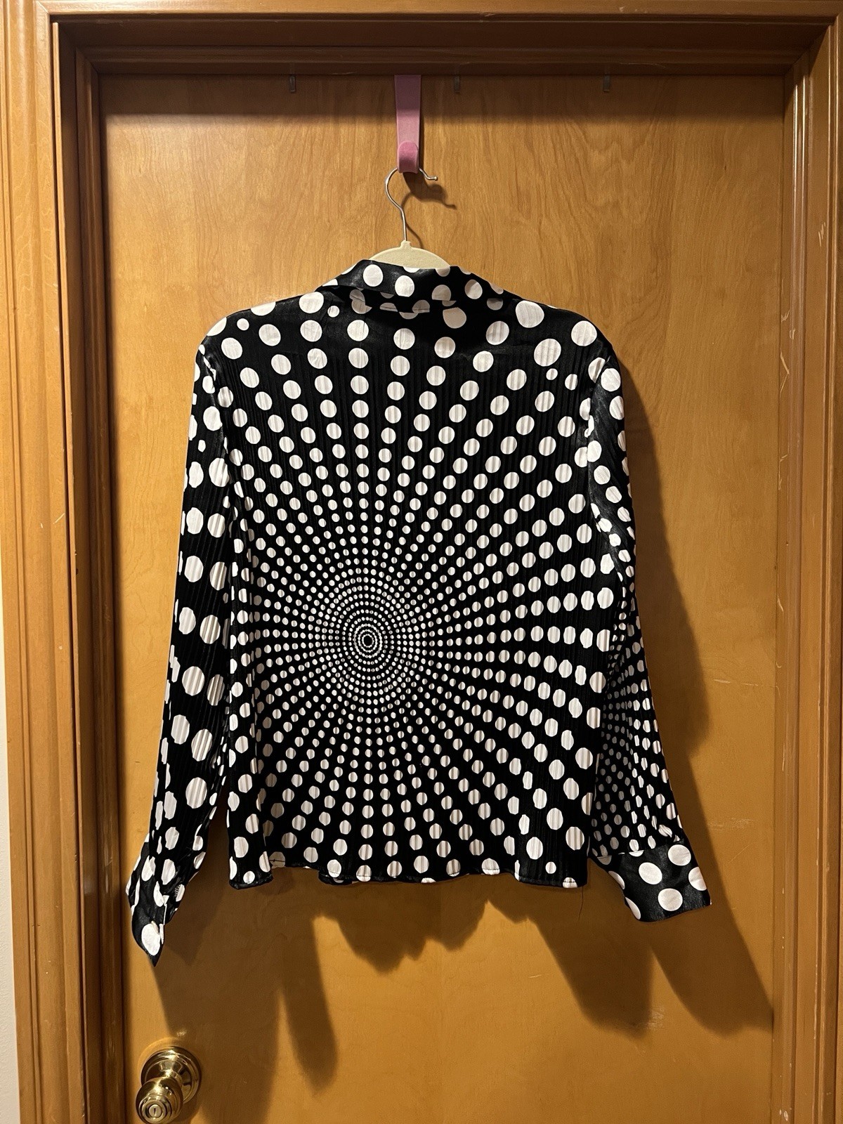 Vintage Funky White And Black Polka Dot Blouse