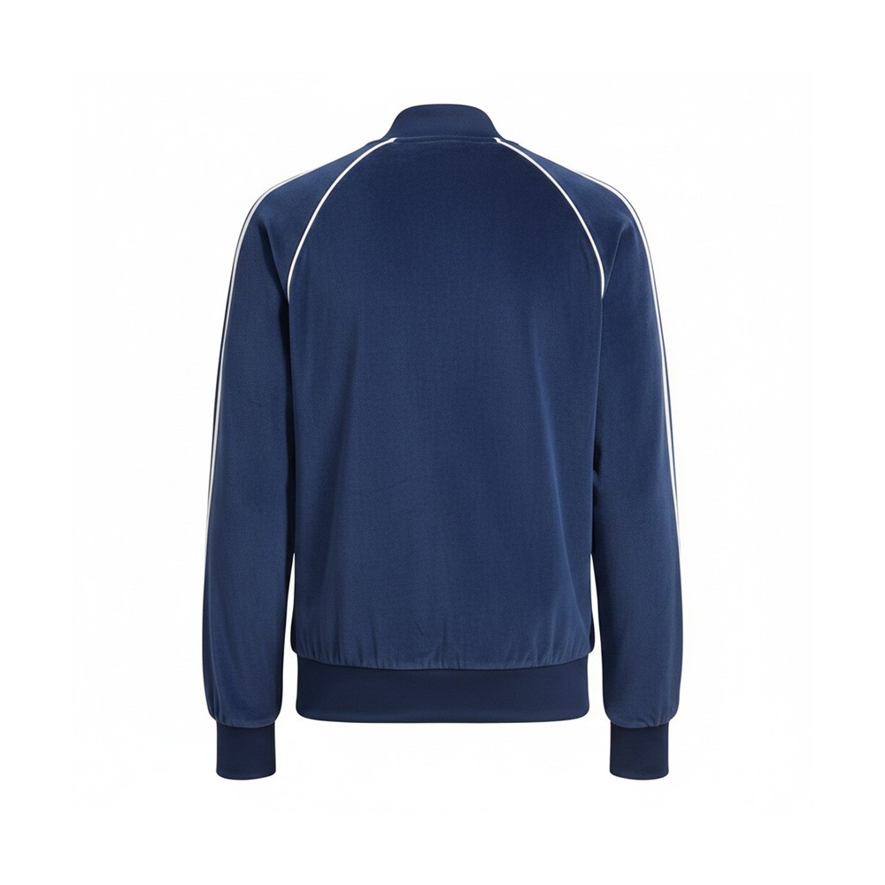 adidas Sst Adicolor Velour Full Zip Track Jacket Mens Blue Casual Athletic Outer