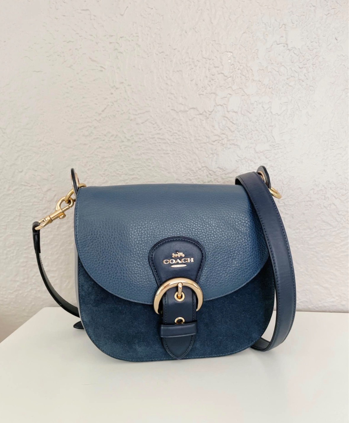 coach blue handbag cross body