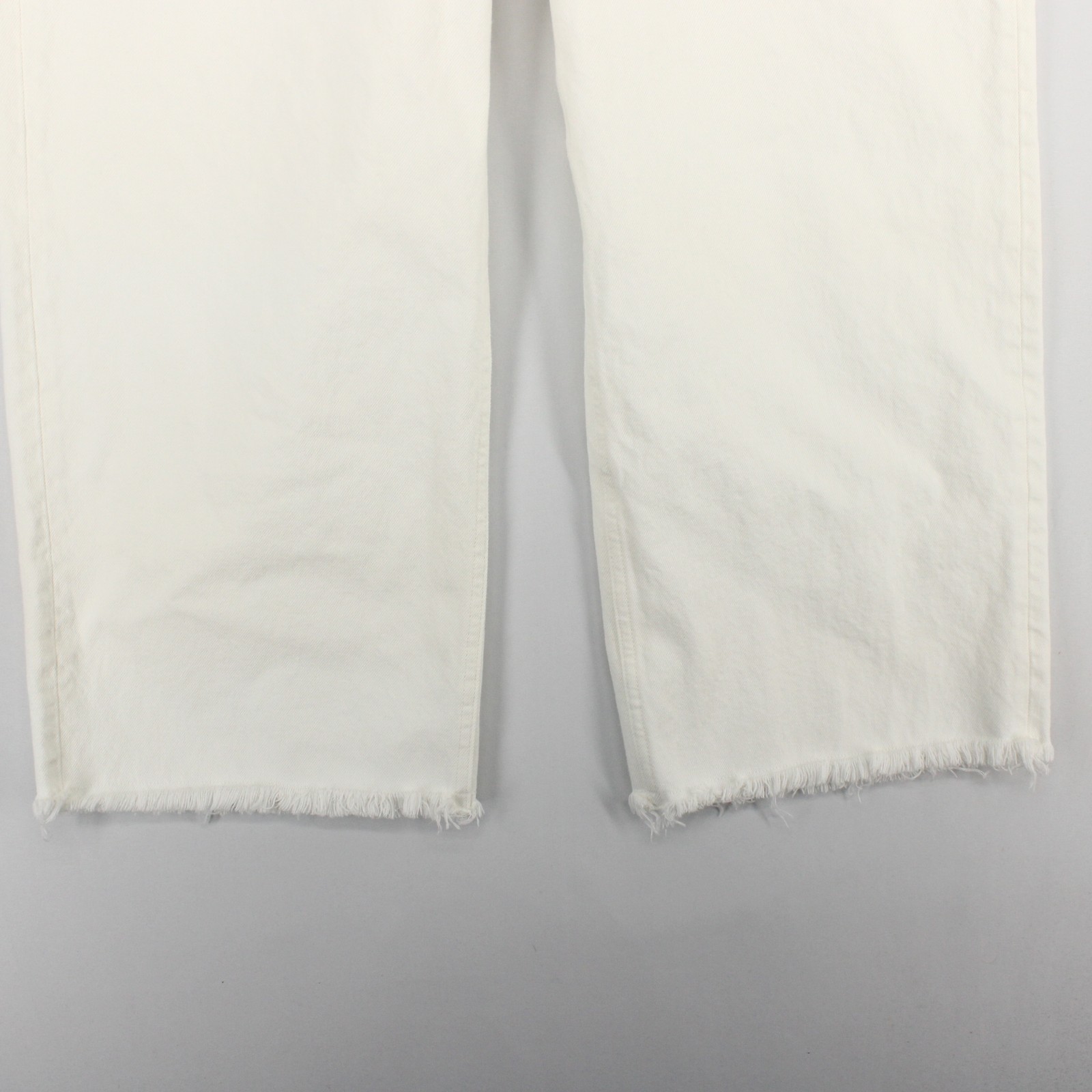 AllSaints Aki Jeans Womens 28 White Crossover Waist Raw Hem Wide Leg Asymmetric