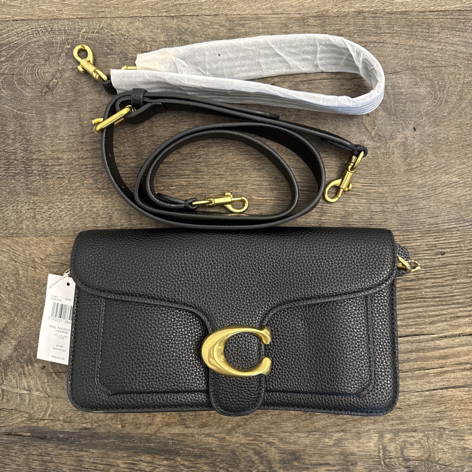 Coach Tabby 26 Shoulder Bag 2Way Crossbody Black Leather Outlet