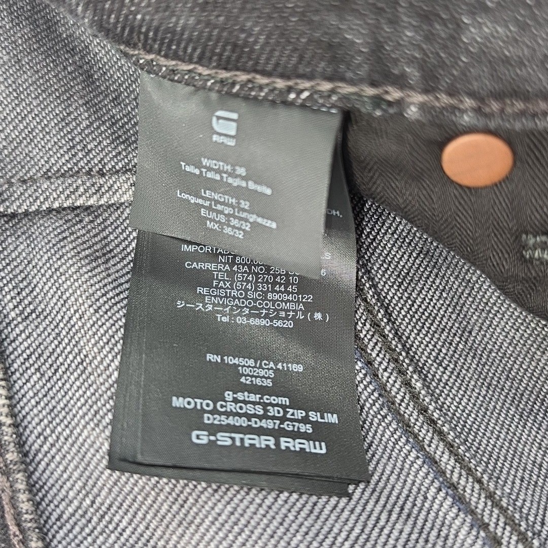 G-Star Raw Mens Black Jeans Ignition Destroyed 36×32 Moto Cross 3D Zip Slim