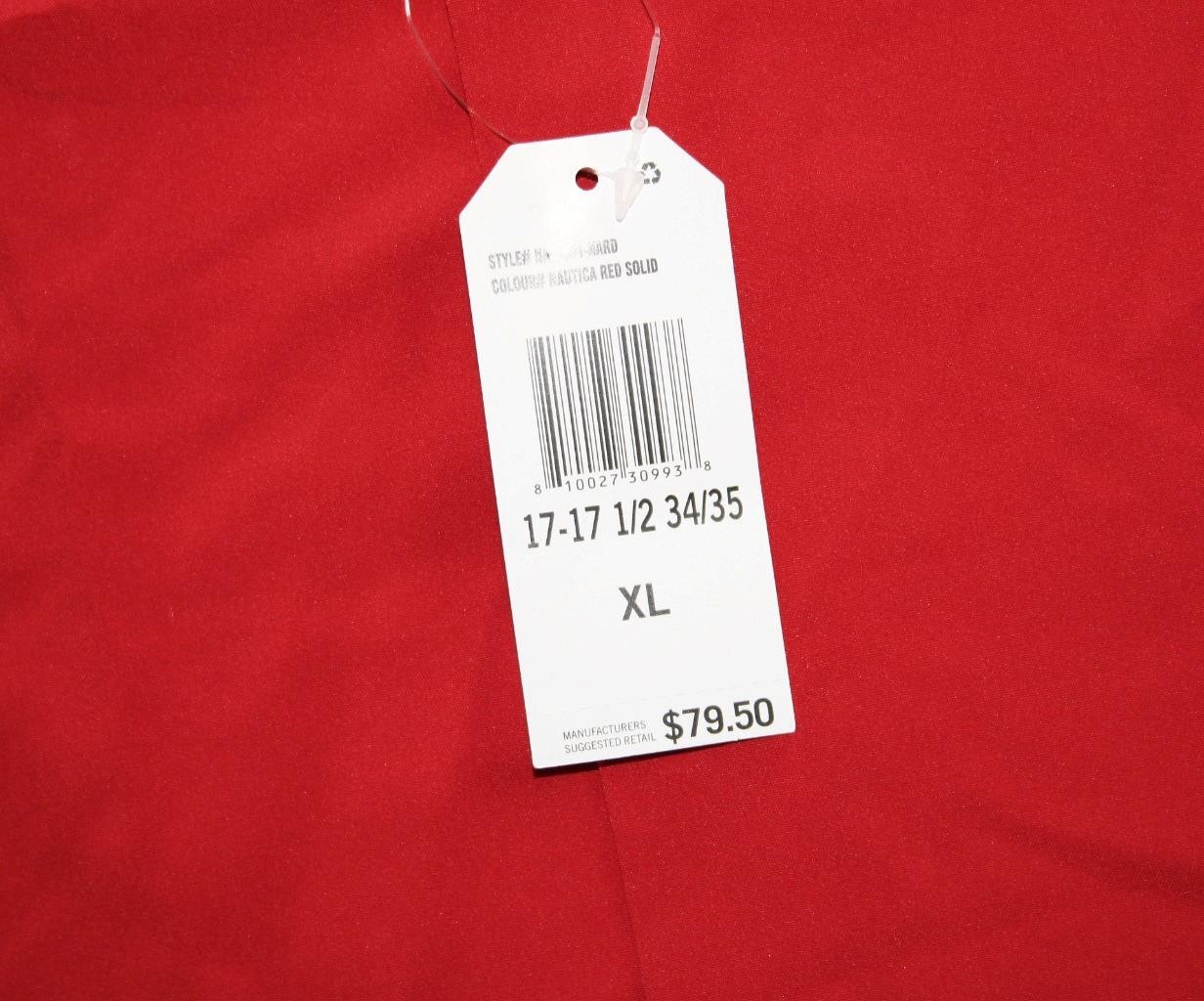 Nautica Shirt Mens XL 34-35 Long Sleeve Slim Fit Button Front Stretch Red NEW