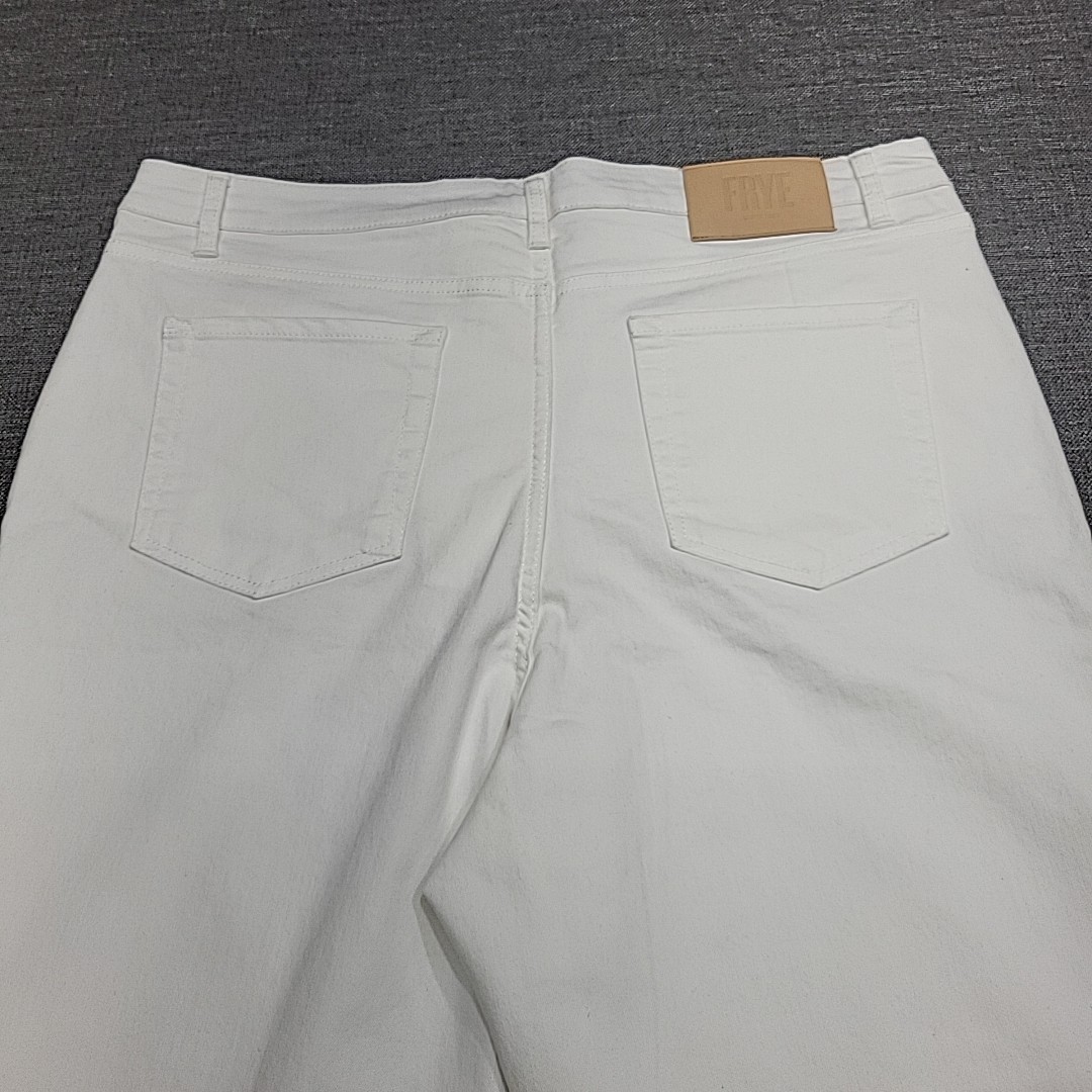 Frye Womens Button Zip Fly Straight Leg Jeans with Pockets Off White Size 16/34