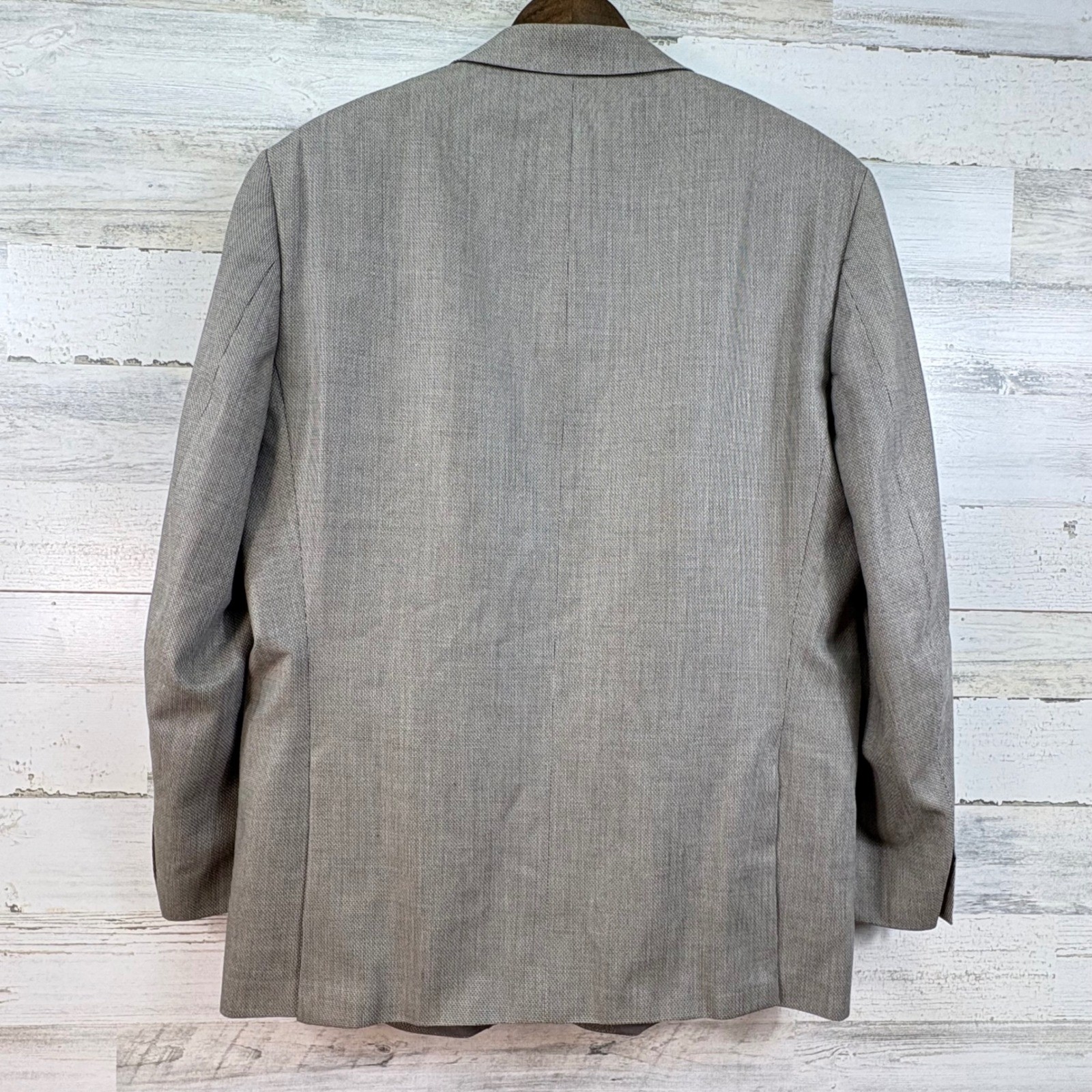 Calvin Klein Mens 46R Grey Silk Wool Blend 2 Button Blazer Sport Coat Jacket