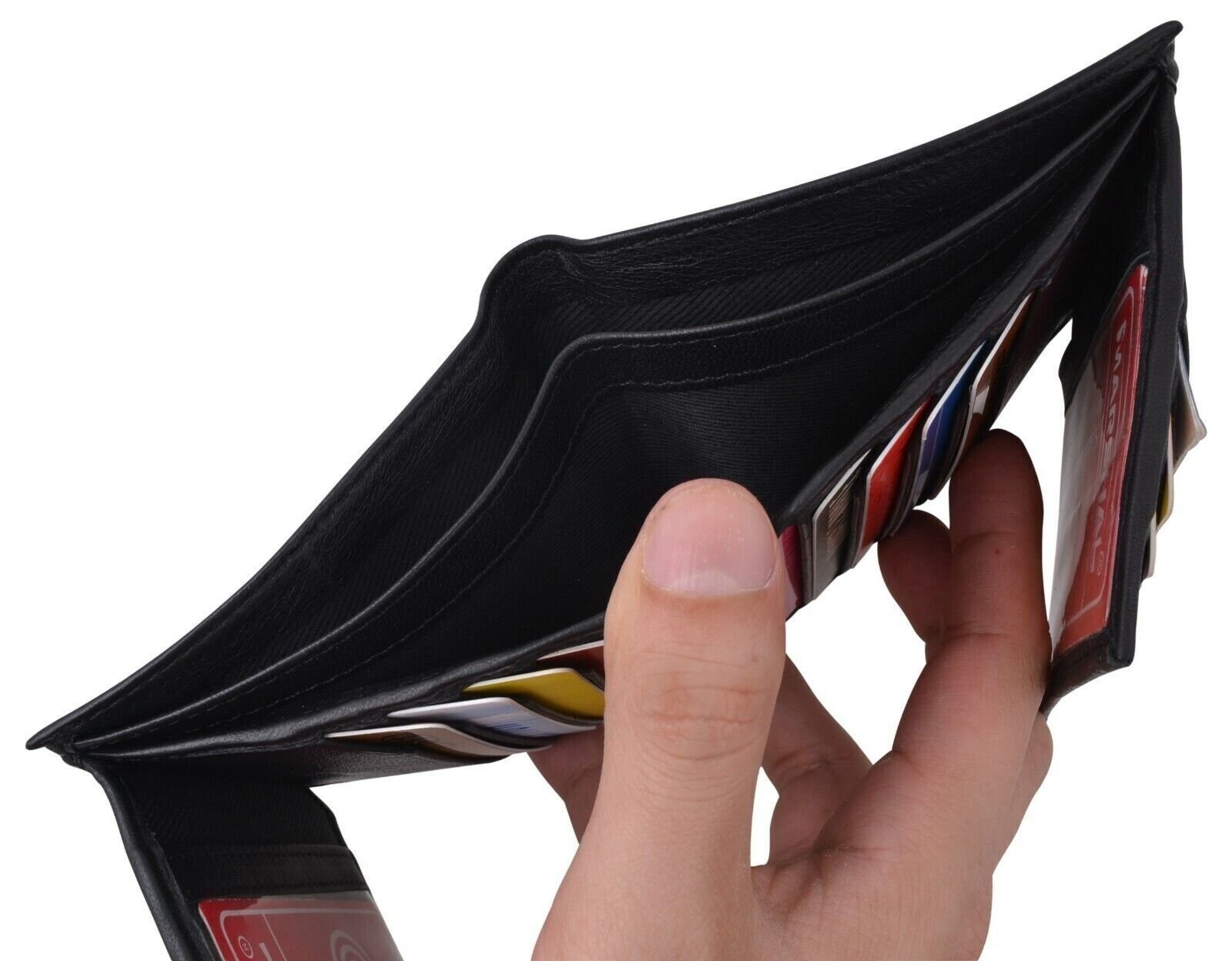 Genuine Leather Men’s Bifold Wallet Slim Hipster Cowhide Credit Card New RFID
