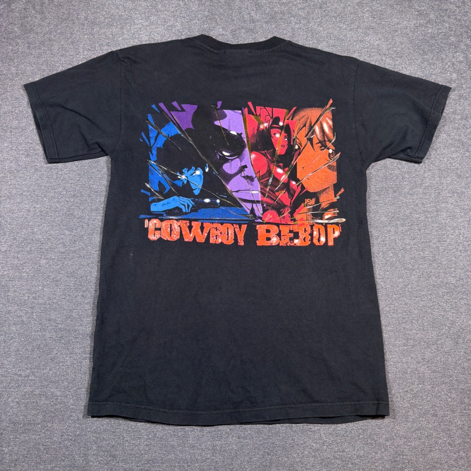 ODM Cowboy Bebop T Shirt Men Medium Black Anime Graphic Puff Print Sunrise Y2K