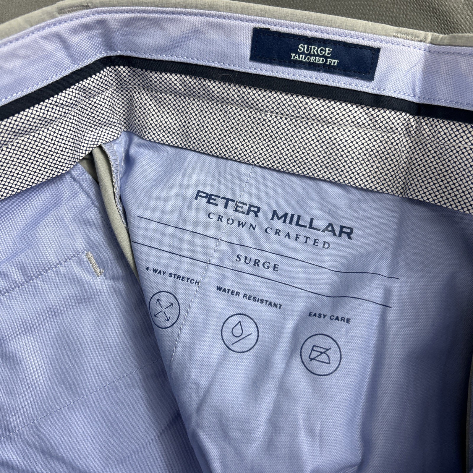 Peter Millar Golf Pants Crown Crafted Surge 34 x 32 Gale Gray NWT MSRP $185