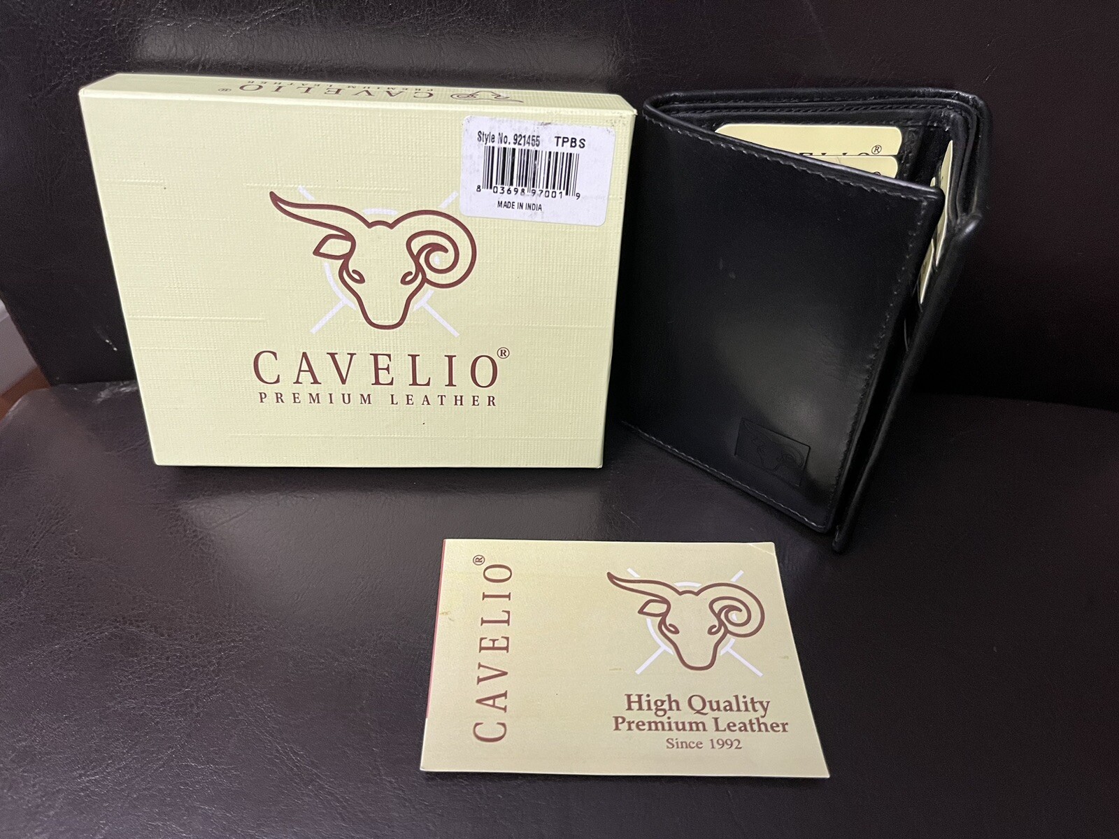 Cavelio Trifold Men’s Premium Leather Wallet Black or Brown