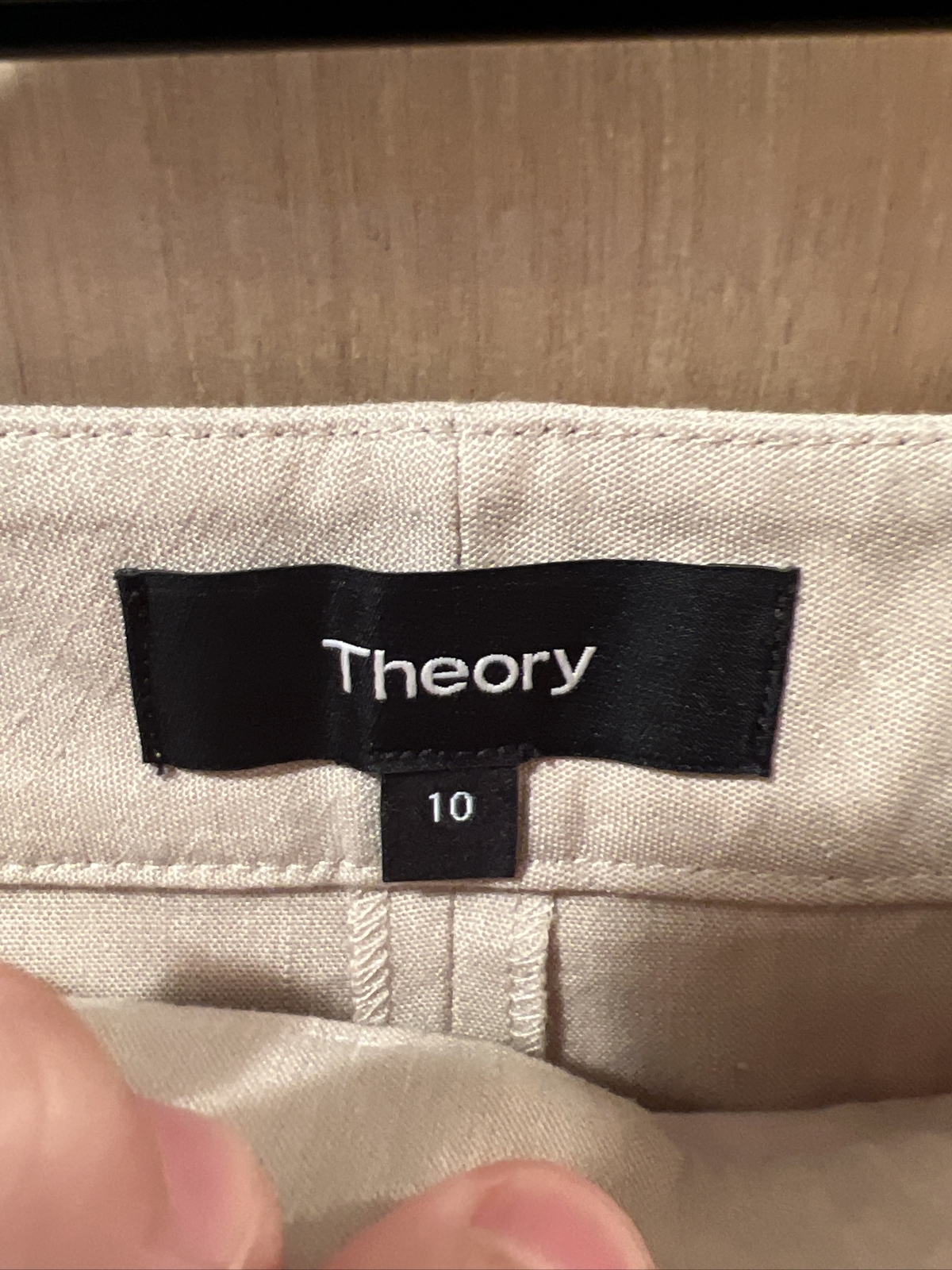 Theory Women’s Clean Trouser Pants Sand Melange Linen Size 10 $285 NEW NWT