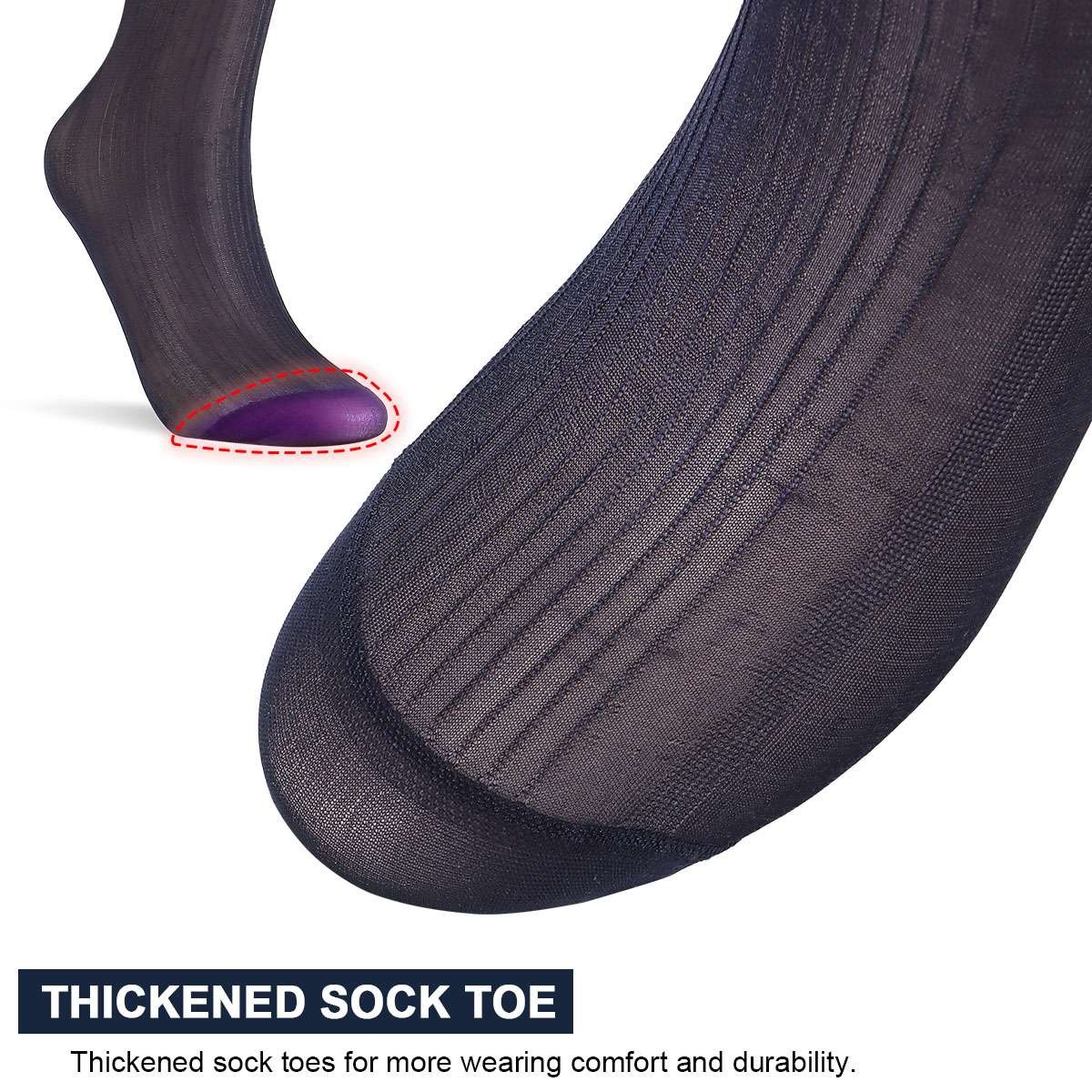1~4 Pairs Men Ultra Thin Breathable Dress Socks Silk Sheer Soft Business Socks