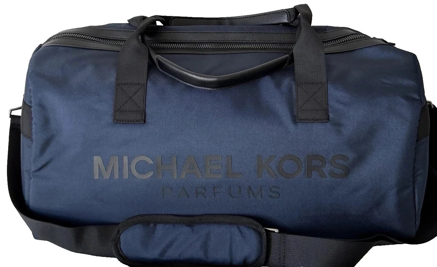 Michael Kors Parfums Duffle Dark Blue Overnight Shoulder Gym Weekender Bag
