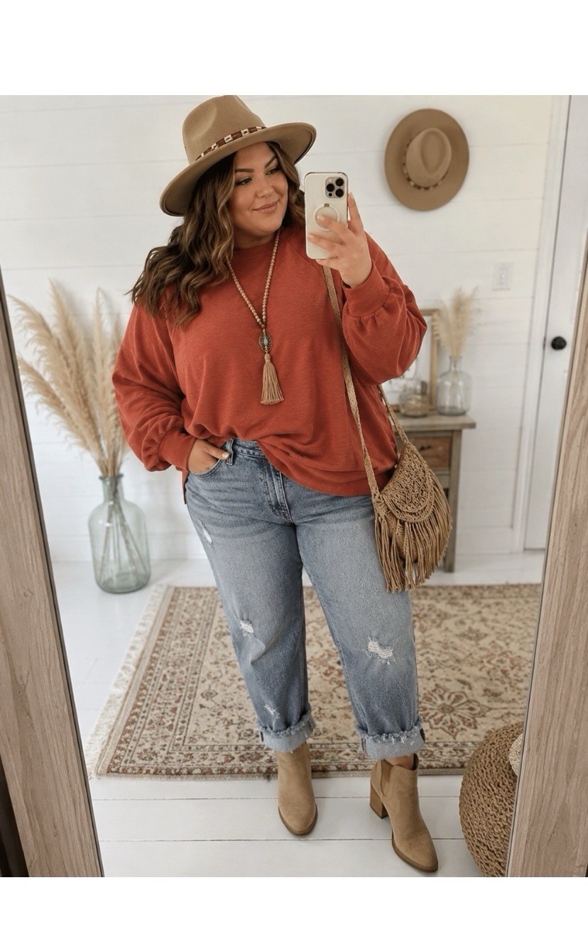 Madewell Burnt Orange Boho Sweatshirt Size 3X