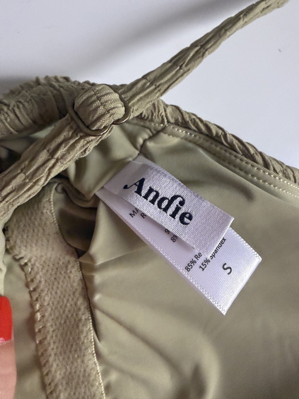 Andie Amalfie Swimsuit Green Size Small Geo Weave