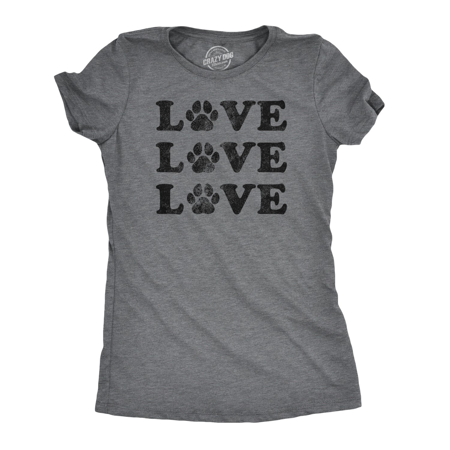 Womens Love Love Love Paws T Shirt Cute Dog Animal Companion Tee