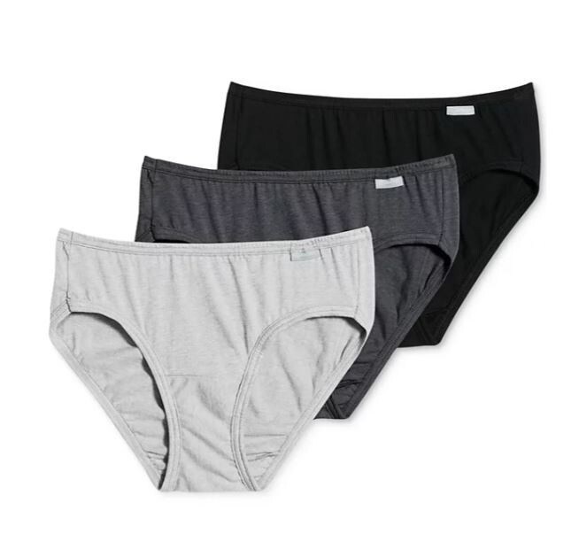 Women’s 3-Pack Jockey 100% Cotton Bikini Panties Grey, Charcoal Heather/Black