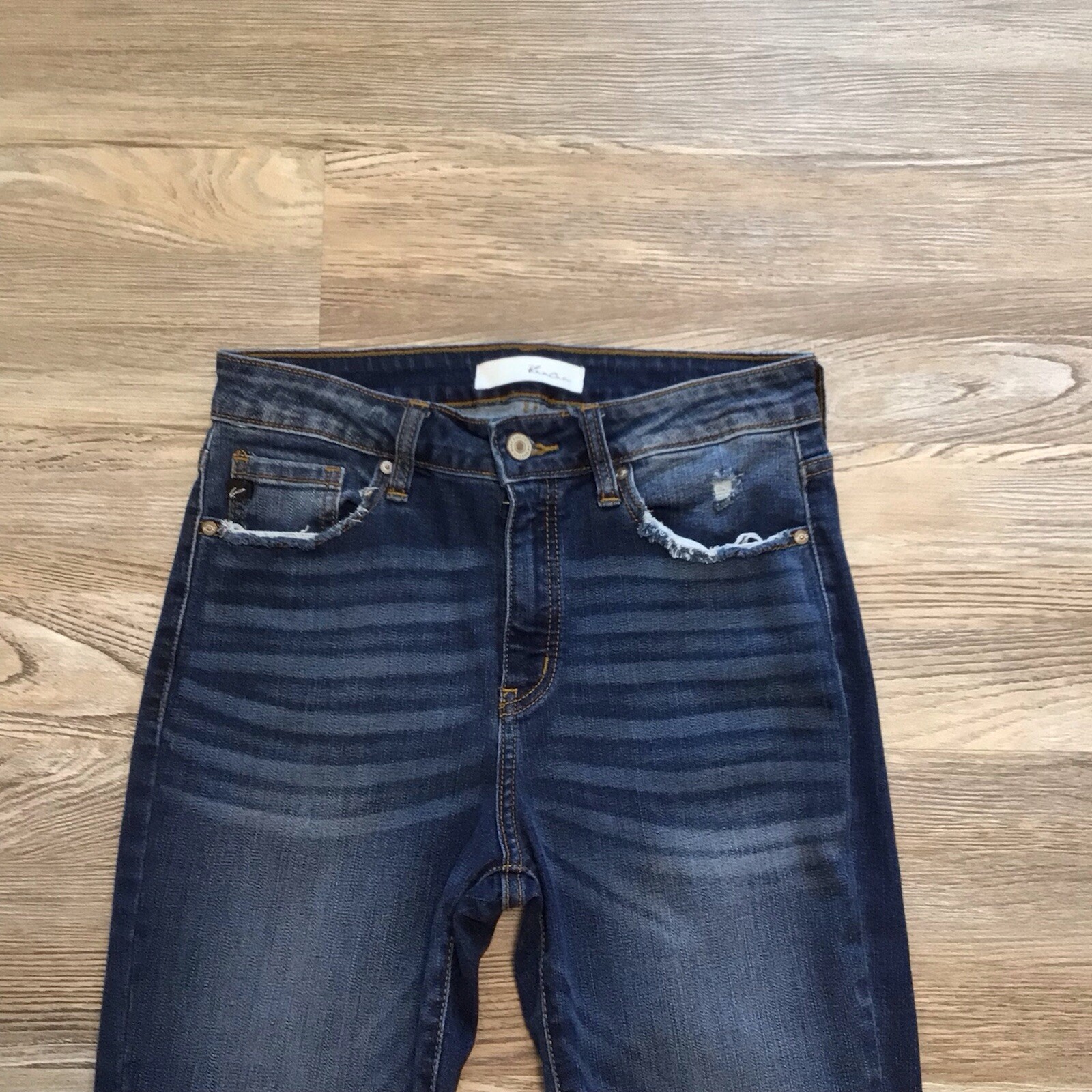KanCan Mid Rise Skinny Raw Hem Ankle Jeans Medium Distressed Rinse 7/27