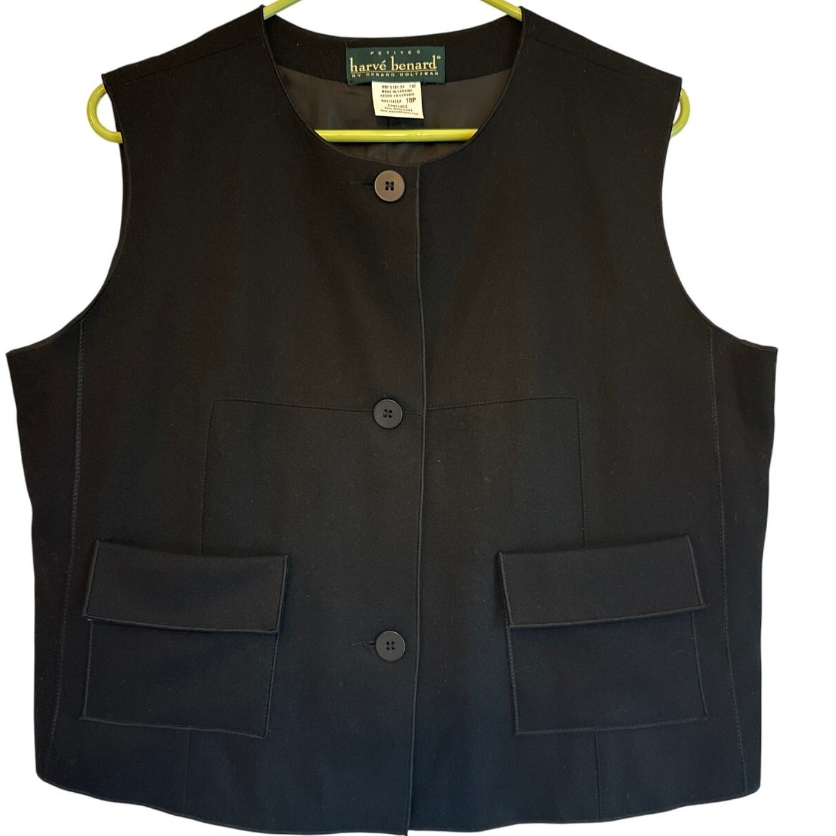 Harve Benard Black Wool Vest Women’s 10 Petite Classic Professional Ukraine Made