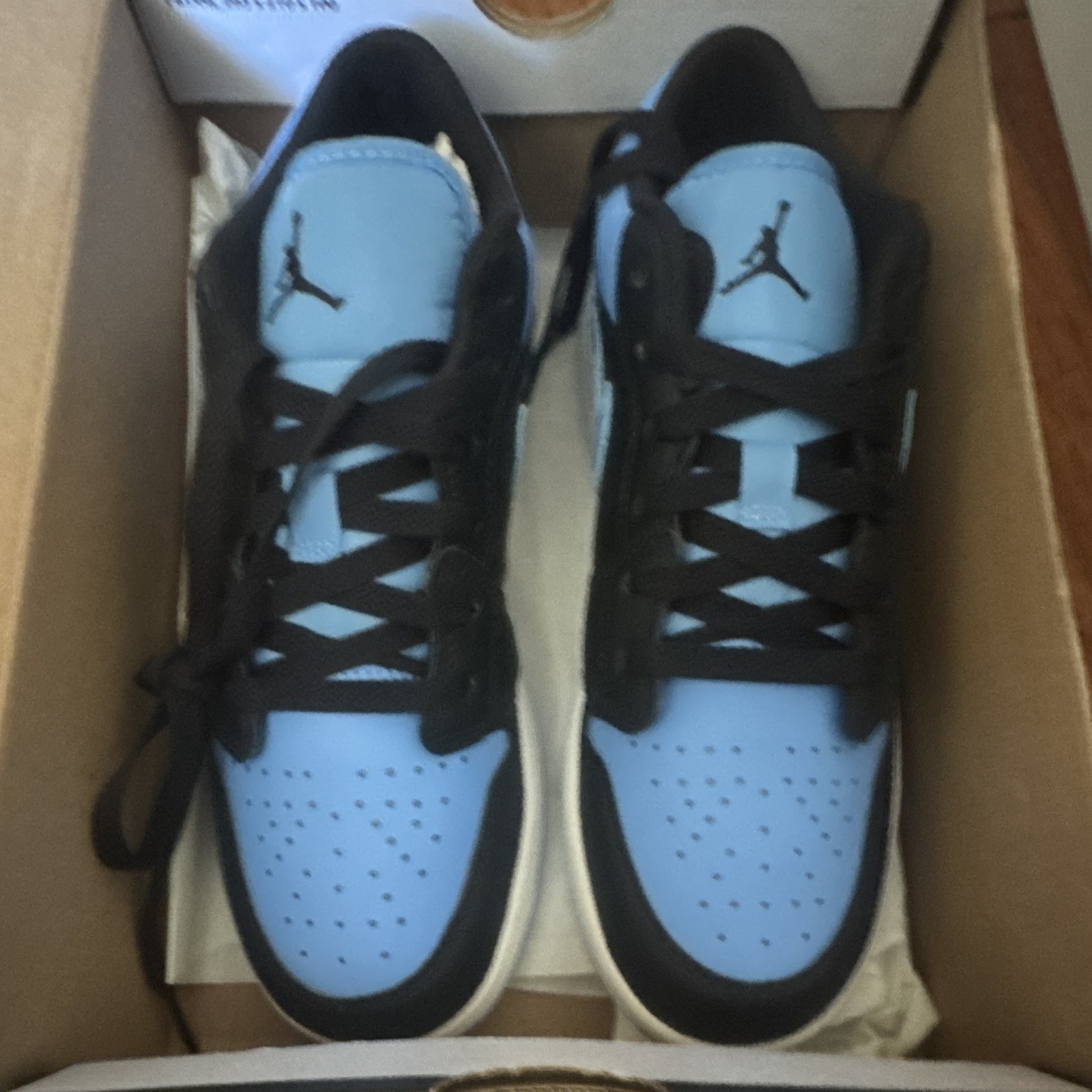Jordan Air Jordan 1 Low Men’s Leather Sneaker Black/Blue Colorblock Lace-Up