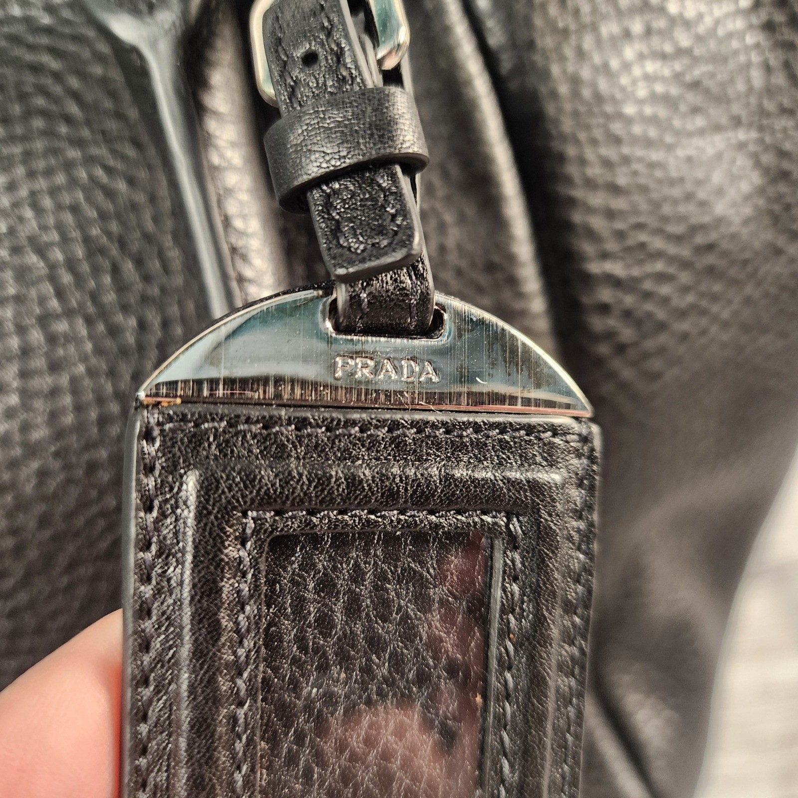 Prada Vitello Daino Black Leather Satchel Bag BR5128 Nero Silver Hardware