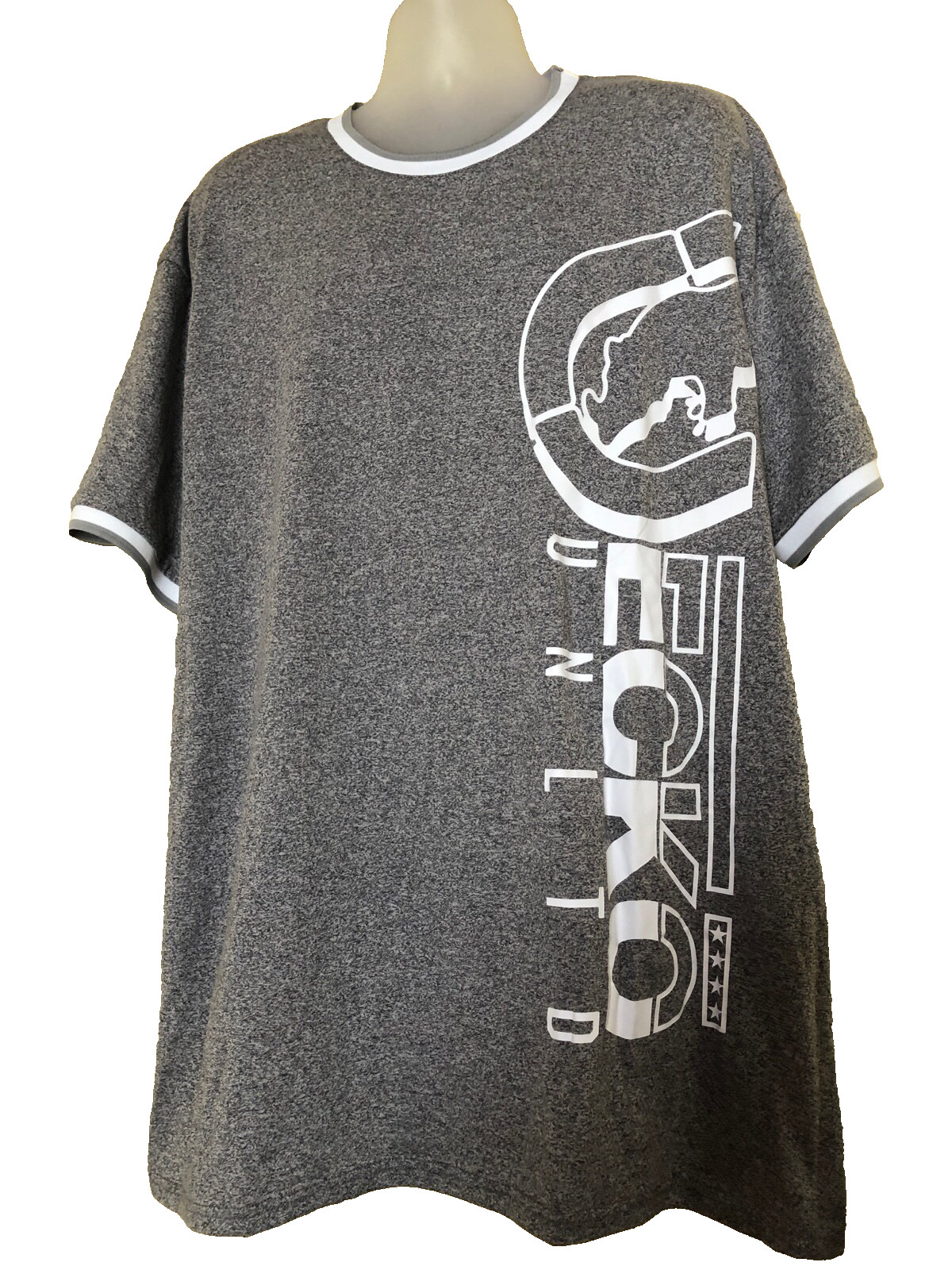 Ecko Unltd. Men’s Gray Marled Graphic Logo S/S Crew Neck Tee Size 3XL