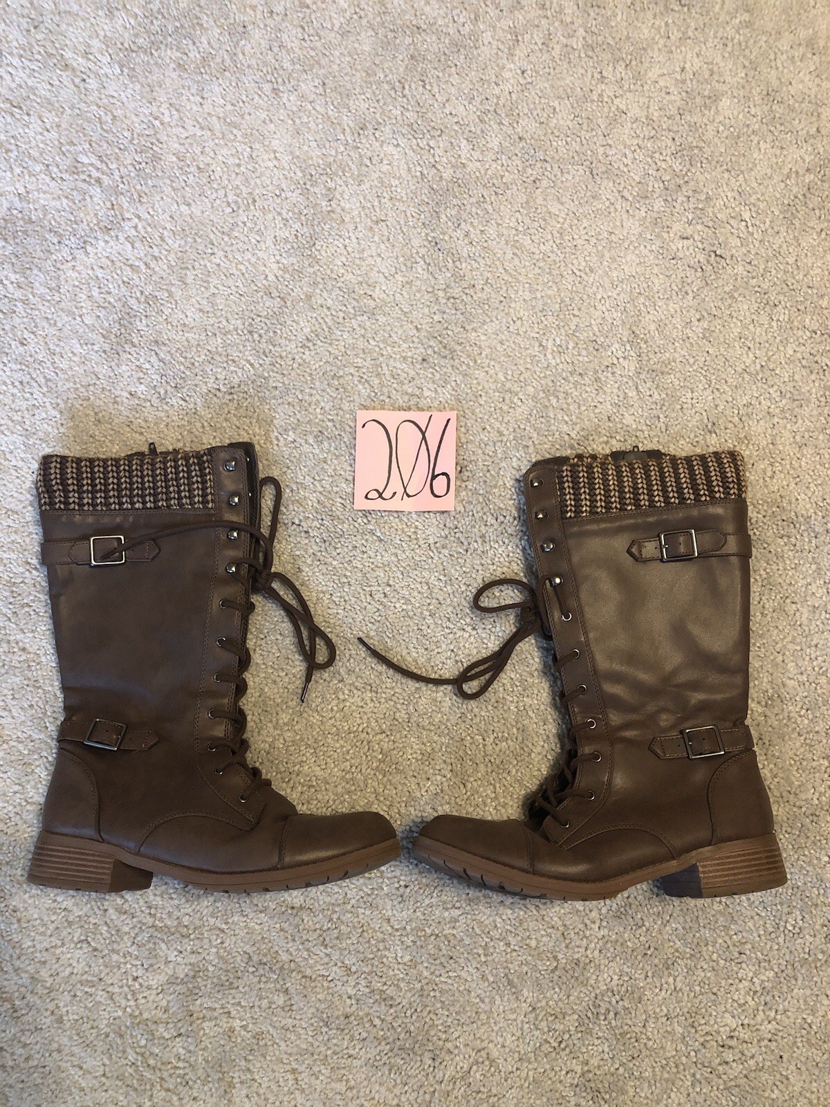 Vintage Route 66 Woman’s Brown Winter Boots With Zipper And Lace Up Size 10