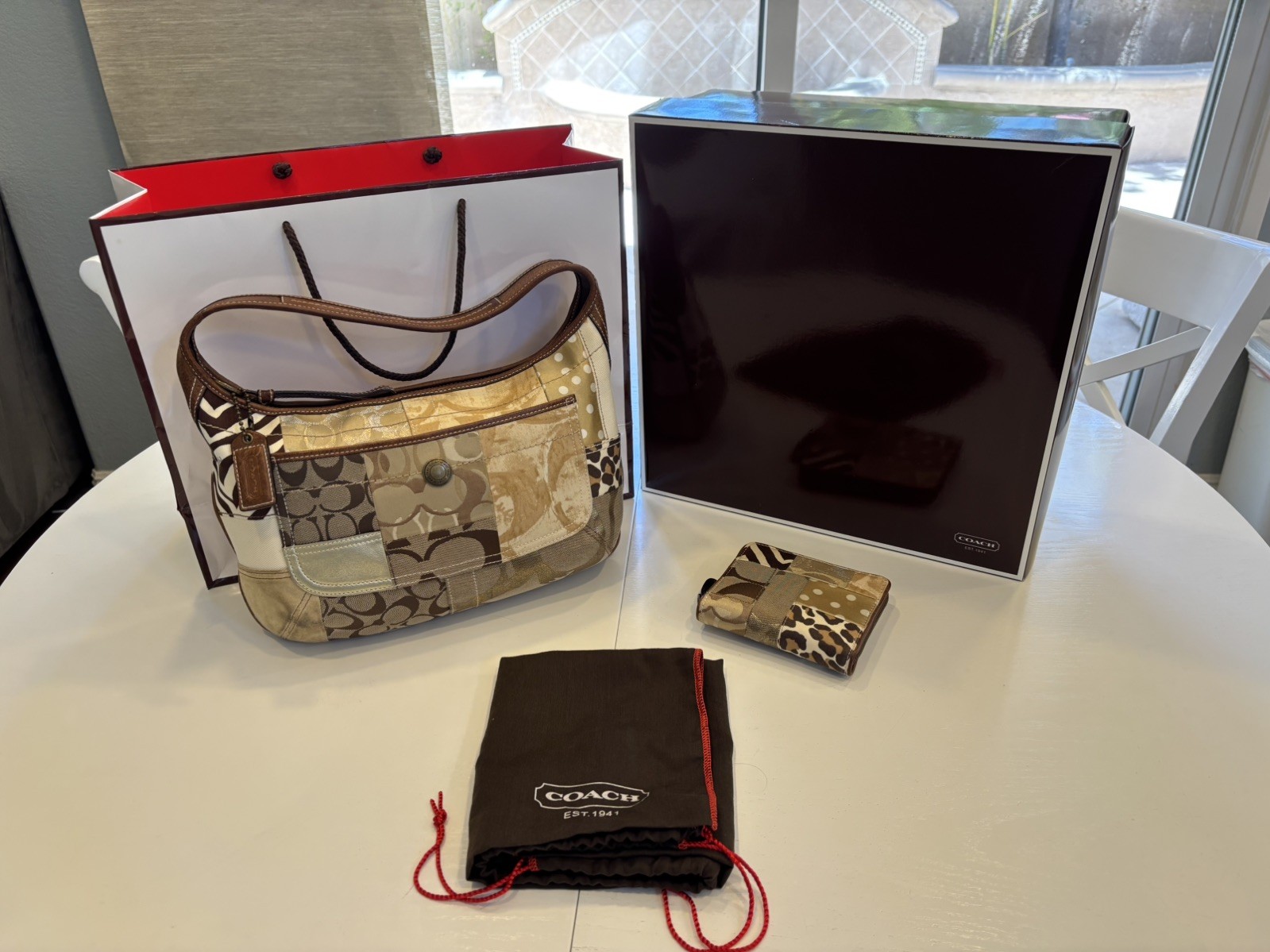 Vintage Coach Khaki Patchwork Ergo Hobo Bag 10808 and Medium Zip-Around Wallet